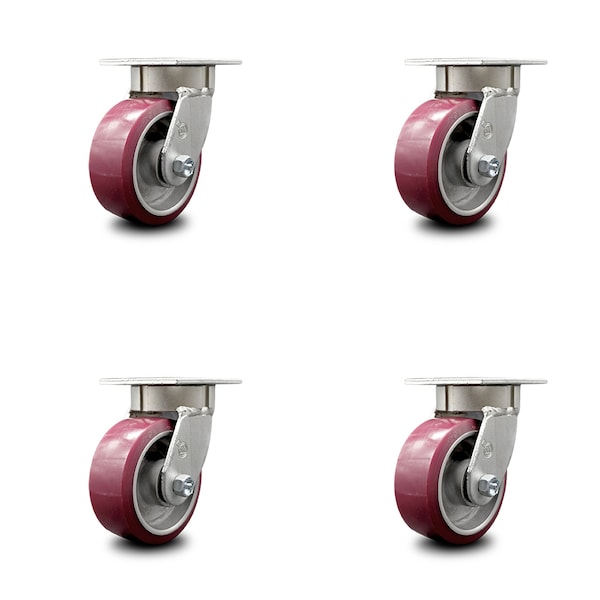 Service Caster 5 Inch Kingpinless Poly on Aluminum Wheel Swivel Top Plate Caster SCC, 4PK SCC-KP30S520-PAR-4 - main